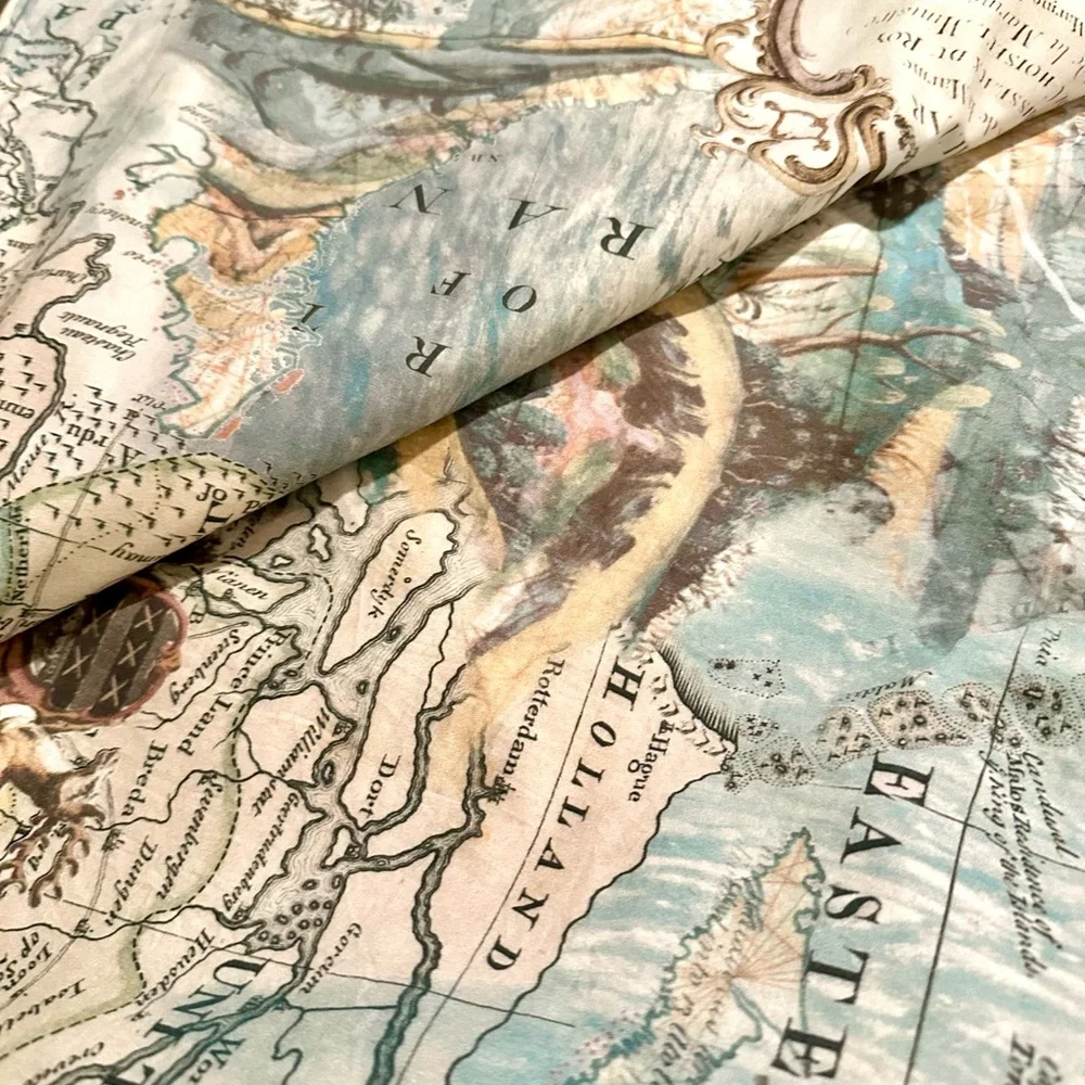 Pottery Barn World Map Duvet Cover & Shams. Blue and Cream King/CAL King